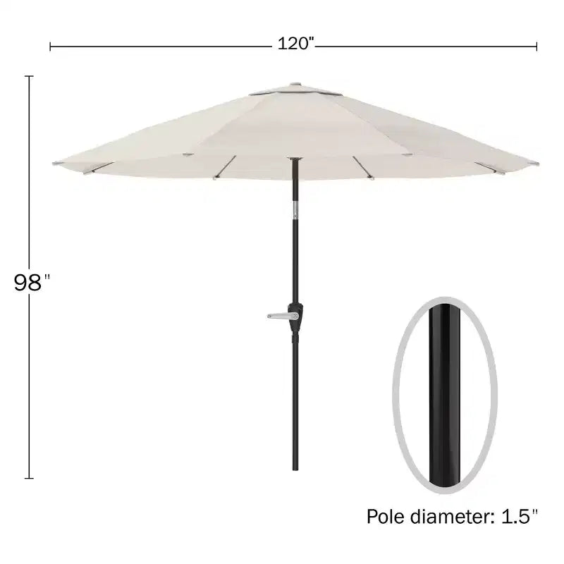 Set da pranzo da esterno Alaterre Furniture 8 pz, tavolo Okemo con ombrellone a inclinazione automatica da 3 m