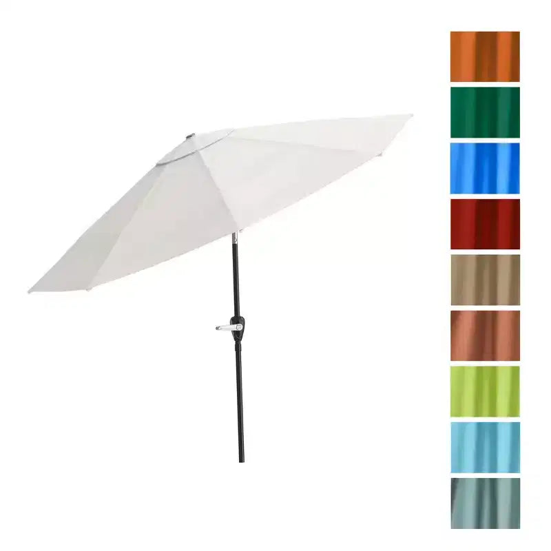Set da pranzo da esterno Alaterre Furniture 8 pz, tavolo Okemo con ombrellone a inclinazione automatica da 3 m
