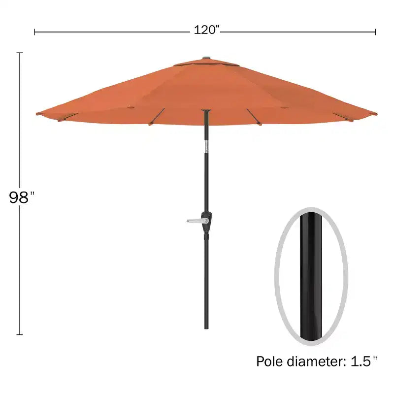 Set da pranzo da esterno Alaterre Furniture 8 pz, tavolo Okemo con ombrellone a inclinazione automatica da 3 m