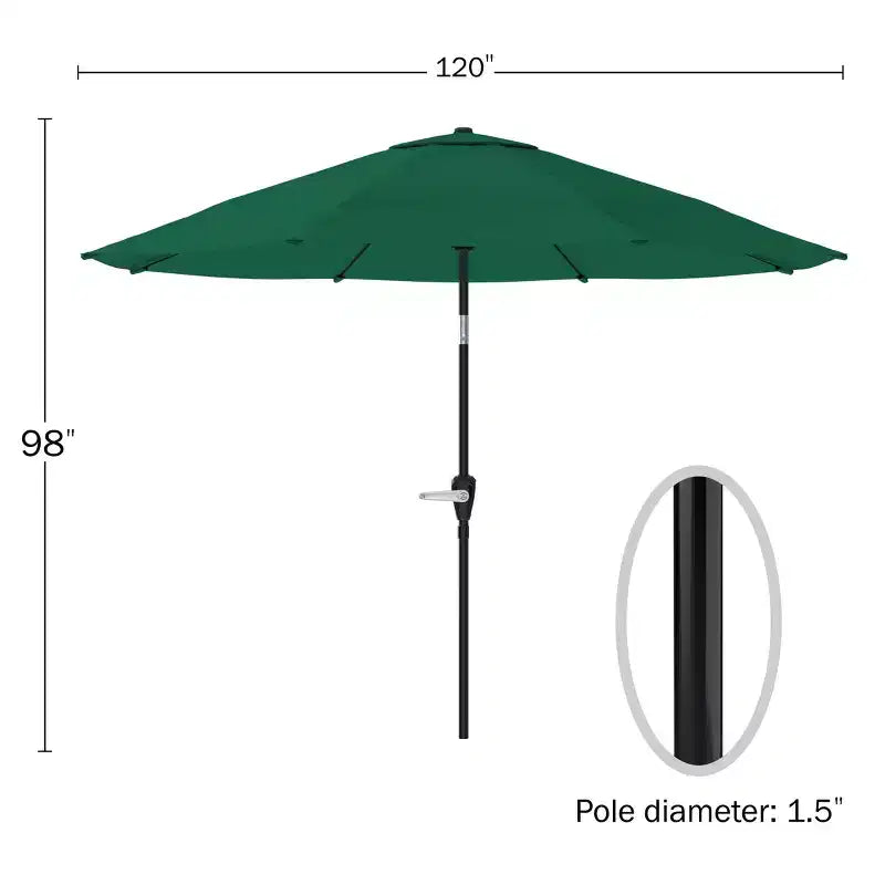 Set da pranzo da esterno Alaterre Furniture 8 pz, tavolo Okemo con ombrellone a inclinazione automatica da 3 m