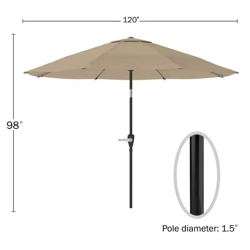 Set da pranzo da esterno Alaterre Furniture 8 pz, tavolo Okemo con ombrellone a inclinazione automatica da 3 m