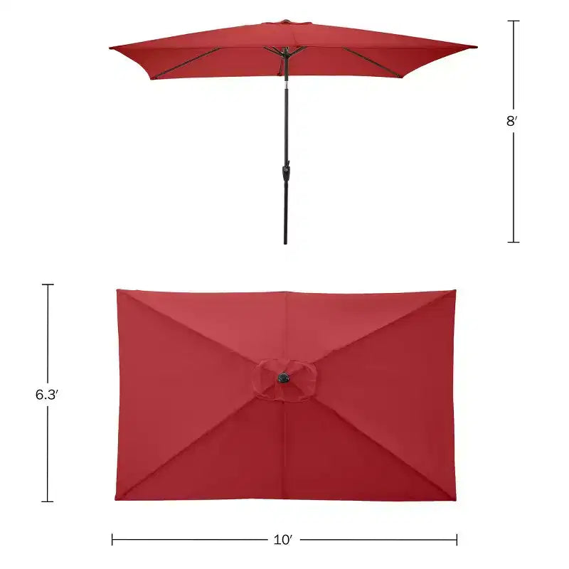 Set da pranzo da esterno Alaterre Furniture 6 pz, tavolo Okemo con ombrellone rettangolare da 10 piedi