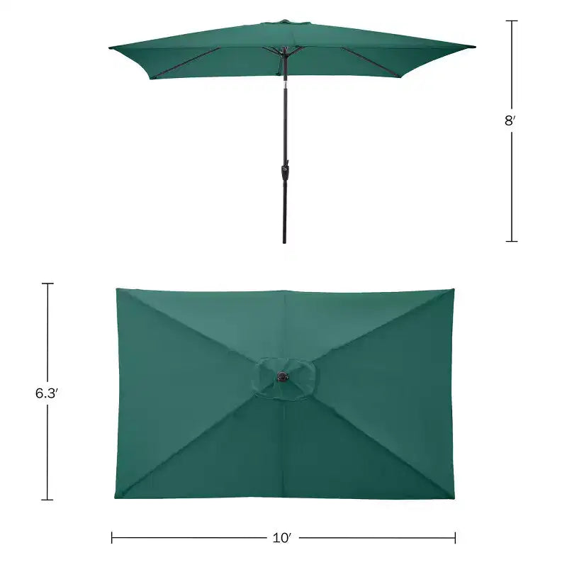 Set da pranzo da esterno Alaterre Furniture 6 pz, tavolo Okemo con ombrellone rettangolare da 10 piedi