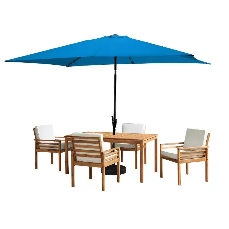 Set da pranzo da esterno da 6 pezzi Alaterre Furniture, tavolo Okemo con ombrellone rettangolare da 10'