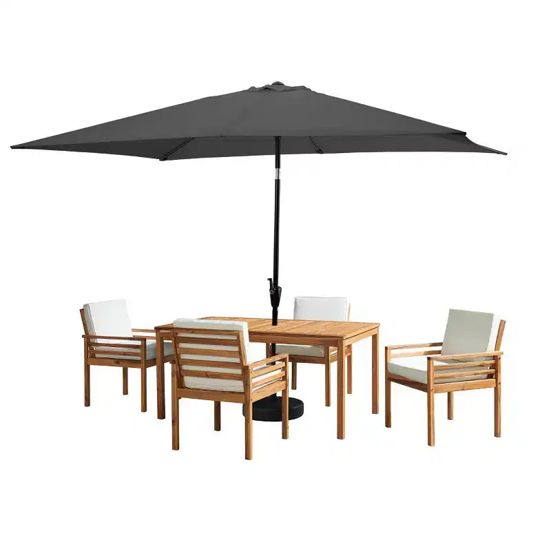 Set da pranzo da esterno da 6 pezzi Alaterre Furniture, tavolo Okemo con ombrellone rettangolare da 10'