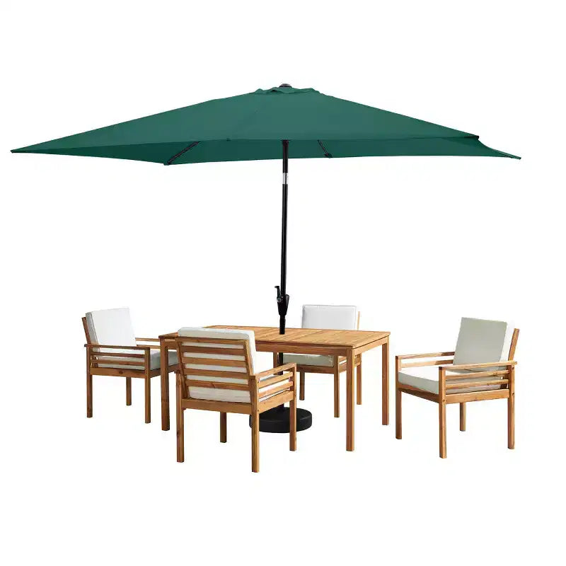 Set da pranzo da esterno da 6 pezzi Alaterre Furniture, tavolo Okemo con ombrellone rettangolare da 10'