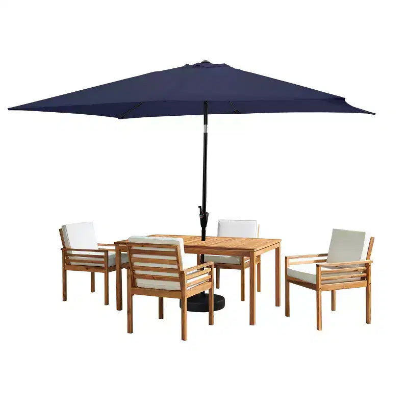 Set da pranzo da esterno da 6 pezzi Alaterre Furniture, tavolo Okemo con ombrellone rettangolare da 10'