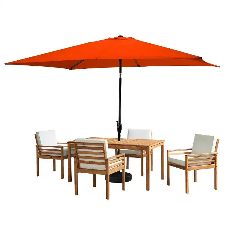 Set da pranzo da esterno da 6 pezzi Alaterre Furniture, tavolo Okemo con ombrellone rettangolare da 10'