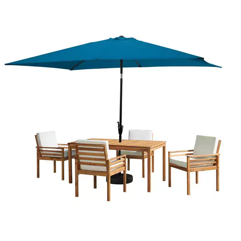 Set da pranzo da esterno da 6 pezzi Alaterre Furniture, tavolo Okemo con ombrellone rettangolare da 10'
