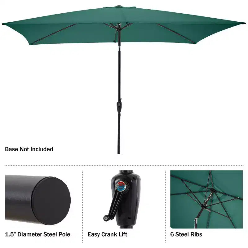 Set da pranzo da esterno Alaterre Furniture 8 pezzi, tavolo Okemo con ombrellone rettangolare da 3 m