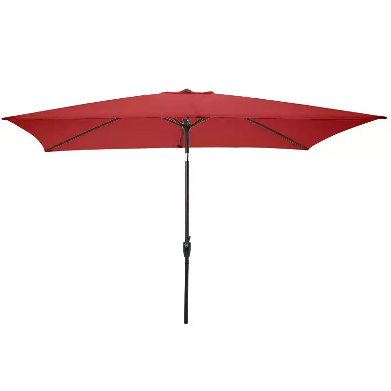 Set da pranzo da esterno Alaterre Furniture 8 pezzi, tavolo Okemo con ombrellone rettangolare da 3 m