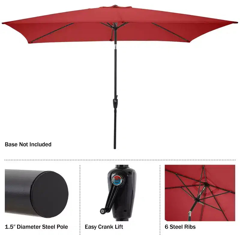 Set da pranzo da esterno Alaterre Furniture 8 pezzi, tavolo Okemo con ombrellone rettangolare da 3 m