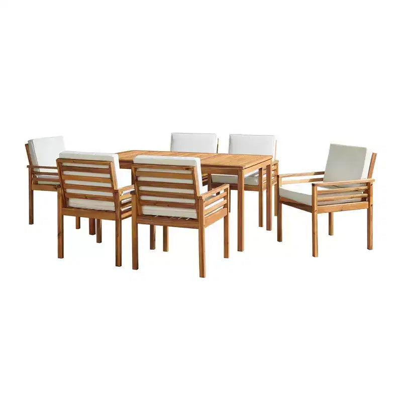 Set da pranzo da esterno Alaterre Furniture 8 pezzi, tavolo Okemo con ombrellone rettangolare da 3 m