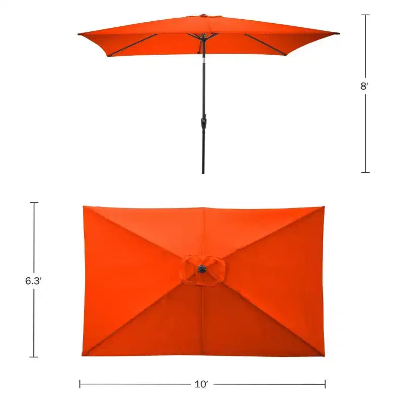 Set da pranzo da esterno Alaterre Furniture 8 pezzi, tavolo Okemo con ombrellone rettangolare da 3 m