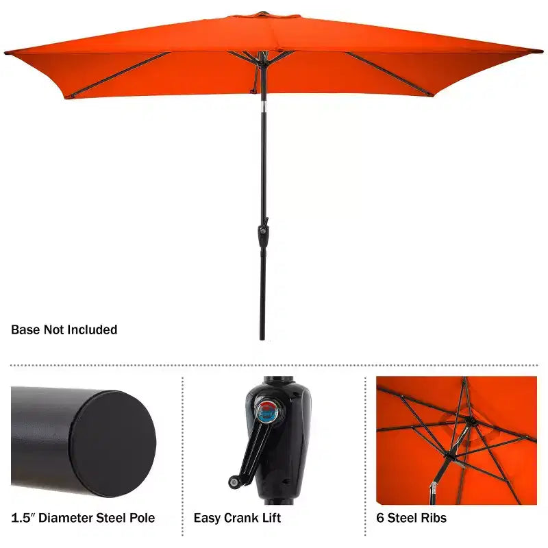 Set da pranzo da esterno Alaterre Furniture 8 pezzi, tavolo Okemo con ombrellone rettangolare da 3 m