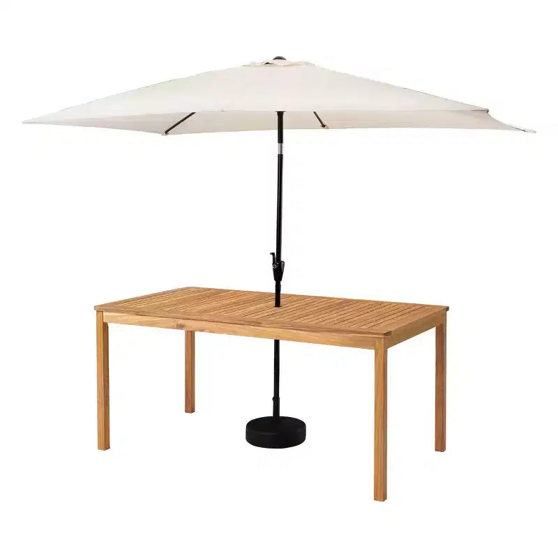 Set da pranzo da esterno Alaterre Furniture 8 pezzi, tavolo Okemo con ombrellone rettangolare da 3 m