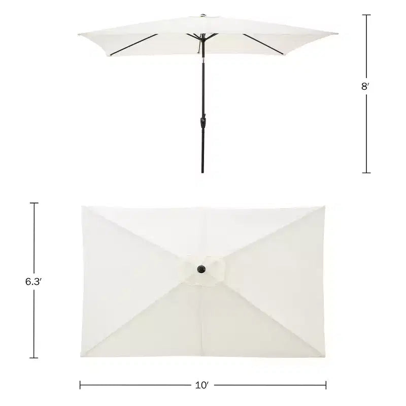 Set da pranzo da esterno Alaterre Furniture 8 pezzi, tavolo Okemo con ombrellone rettangolare da 3 m