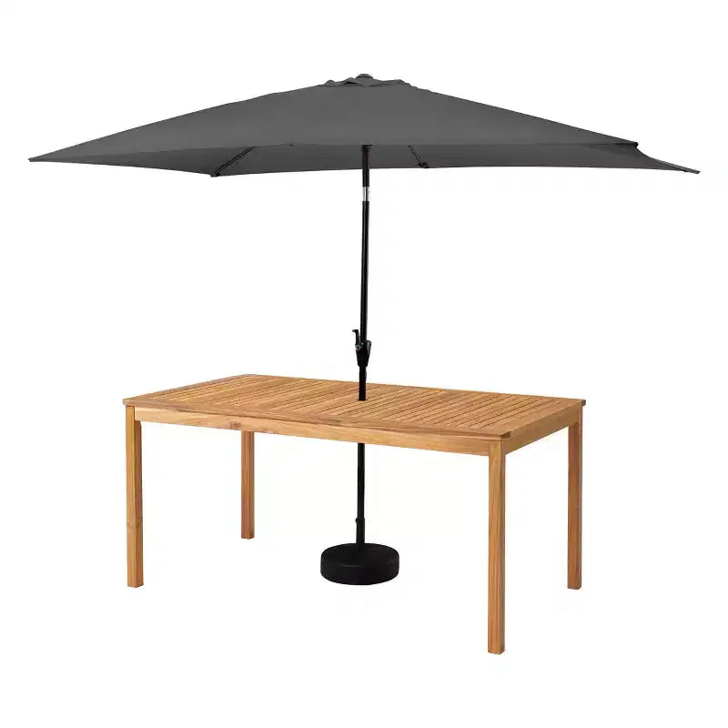 Set da pranzo da esterno Alaterre Furniture 8 pezzi, tavolo Okemo con ombrellone rettangolare da 3 m