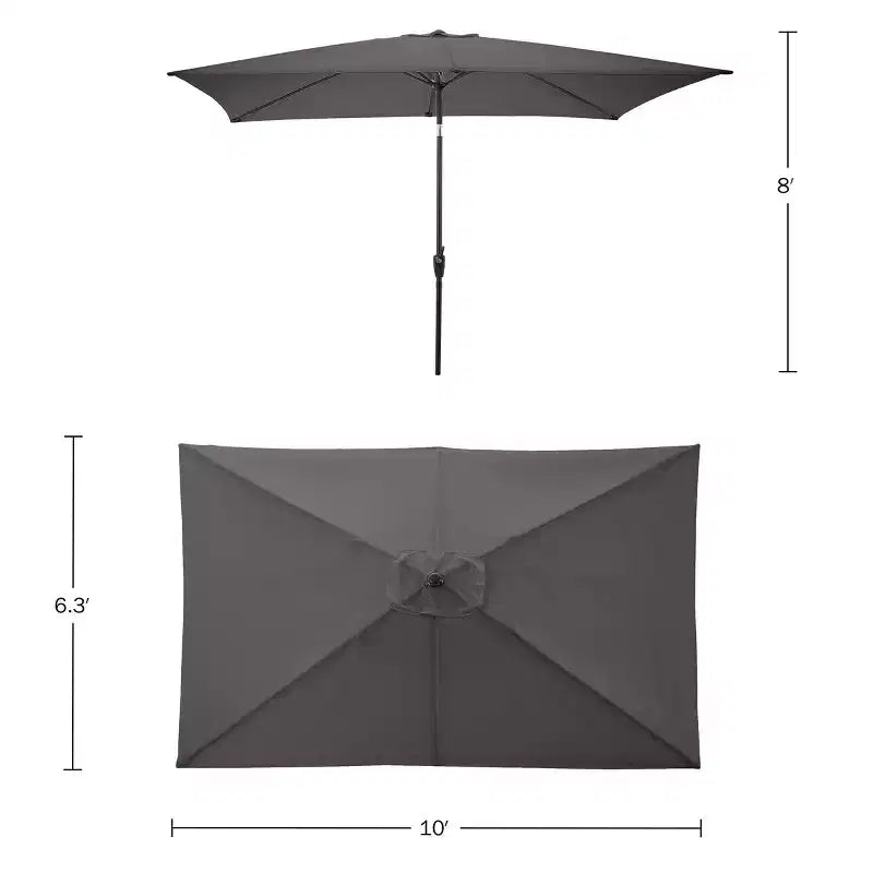 Set da pranzo da esterno Alaterre Furniture 8 pezzi, tavolo Okemo con ombrellone rettangolare da 3 m