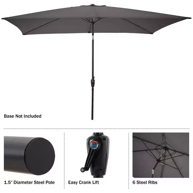 Set da pranzo da esterno Alaterre Furniture 8 pezzi, tavolo Okemo con ombrellone rettangolare da 3 m