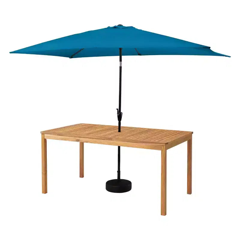 Set da pranzo da esterno Alaterre Furniture 8 pezzi, tavolo Okemo con ombrellone rettangolare da 3 m