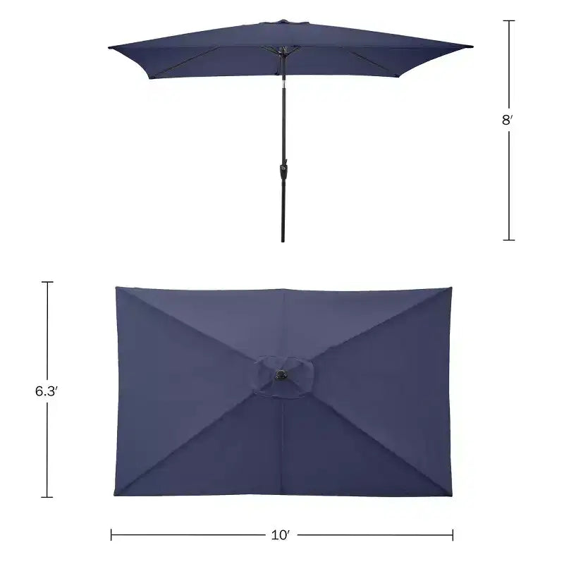 Set da pranzo da esterno Alaterre Furniture 8 pezzi, tavolo Okemo con ombrellone rettangolare da 3 m