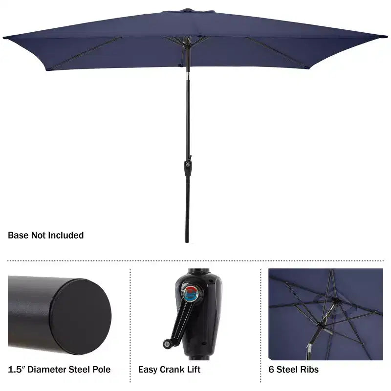 Set da pranzo da esterno Alaterre Furniture 8 pezzi, tavolo Okemo con ombrellone rettangolare da 3 m