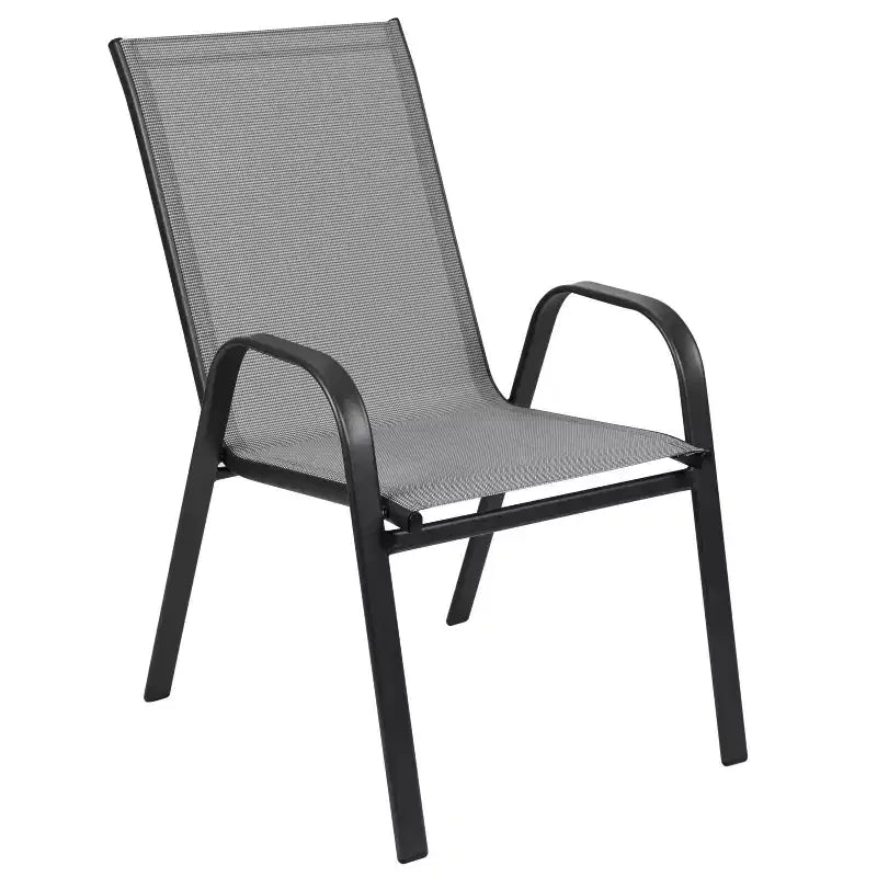Set da tavolo da pranzo per esterni Merrick Lane da 5 pezzi per 4 persone con tavolo da patio con ripiano in vetro e 4 sedie impilabili con materiale Flex Comfort