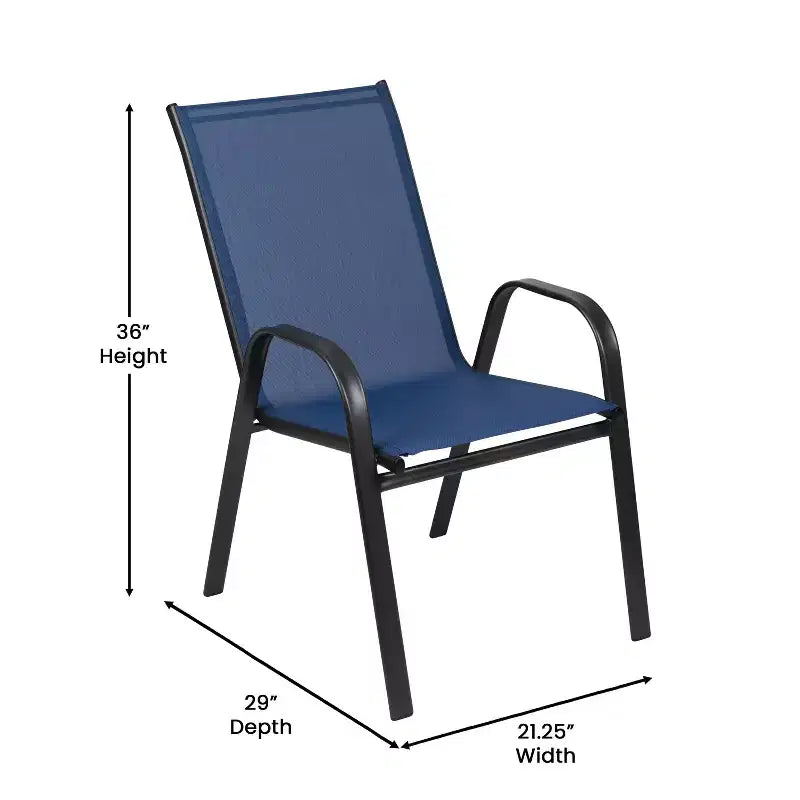Set da tavolo da pranzo per esterni Merrick Lane da 5 pezzi per 4 persone con tavolo da patio con ripiano in vetro e 4 sedie impilabili con materiale Flex Comfort