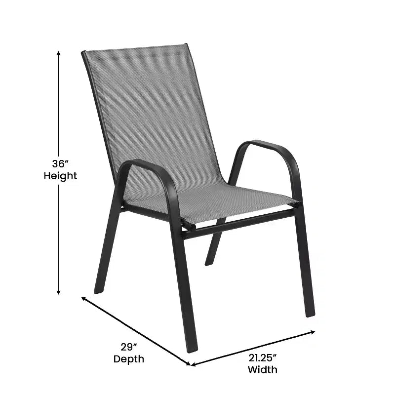 Set da tavolo da pranzo per esterni Merrick Lane da 5 pezzi per 4 persone con tavolo da patio con ripiano in vetro e 4 sedie impilabili con materiale Flex Comfort