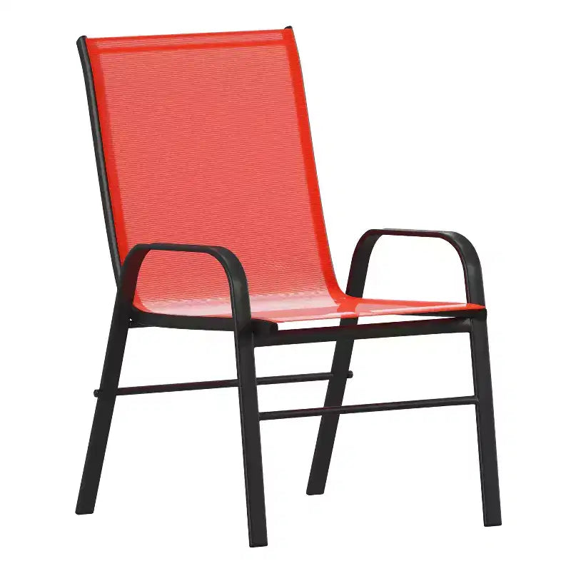 Set da tavolo da pranzo per esterni Merrick Lane da 5 pezzi per 4 persone con tavolo da patio con ripiano in vetro e 4 sedie impilabili con materiale Flex Comfort
