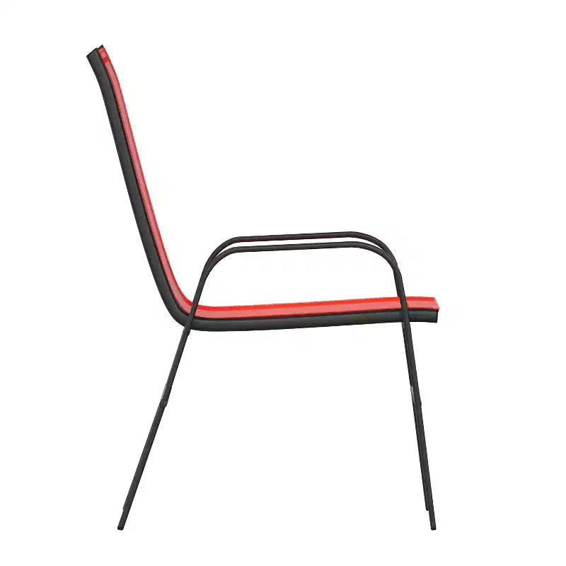 Set da tavolo da pranzo per esterni Merrick Lane da 5 pezzi per 4 persone con tavolo da patio con ripiano in vetro e 4 sedie impilabili con materiale Flex Comfort