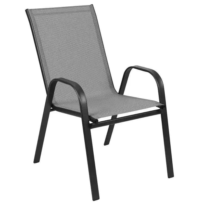 Set da tavolo da pranzo per esterni Merrick Lane da 5 pezzi per 4 persone con tavolo da patio con ripiano in vetro e 4 sedie impilabili con materiale Flex Comfort
