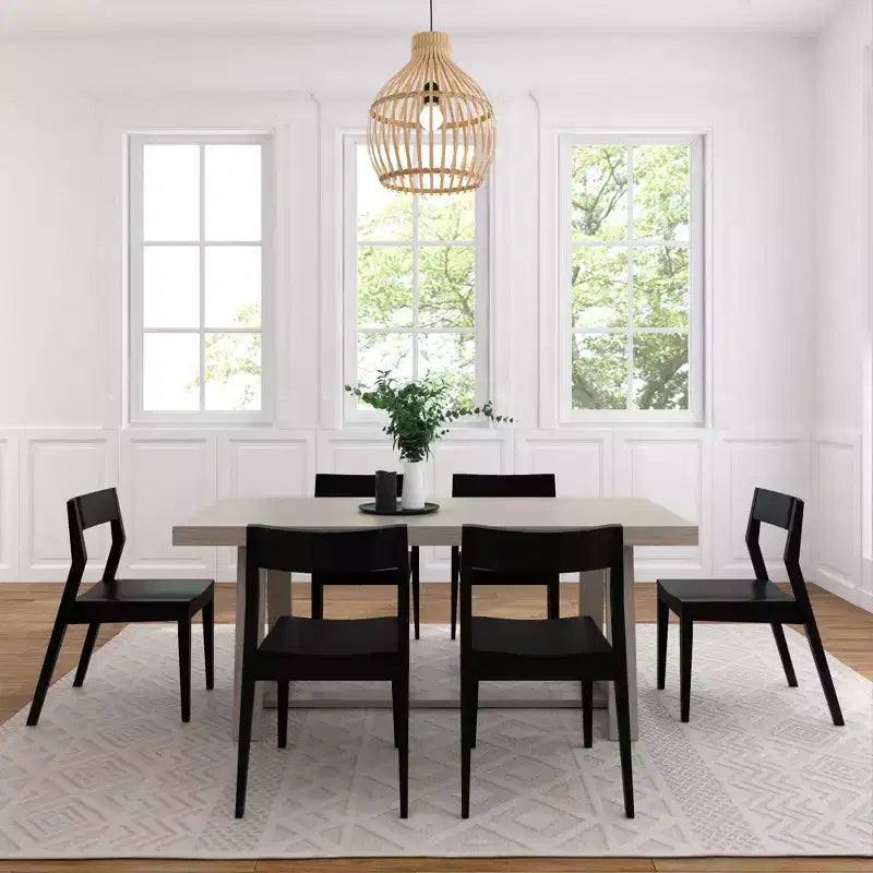 Set Tavolo da Pranzo Plank+Beam 72 Classic in Legno Massello, Noce Spazzolato, + 6 Sedie