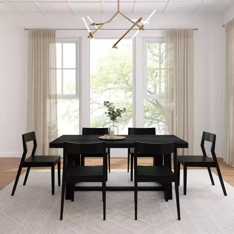 Set Tavolo da Pranzo Plank+Beam 72 Classic in Legno Massello, Noce Spazzolato, + 6 Sedie
