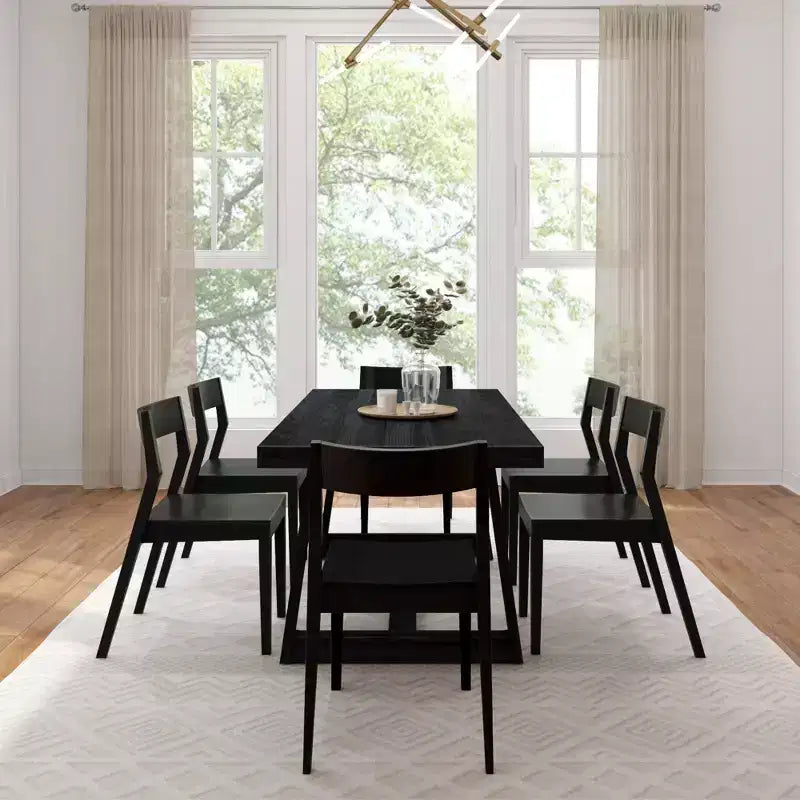 Set Tavolo da Pranzo Plank+Beam 72 Classic in Legno Massello, Noce Spazzolato, + 6 Sedie