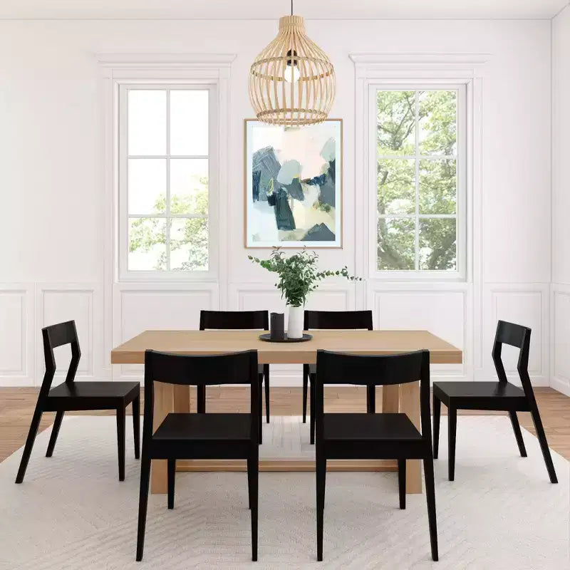 Set Tavolo da Pranzo Plank+Beam 72 Classic in Legno Massello, Noce Spazzolato, + 6 Sedie