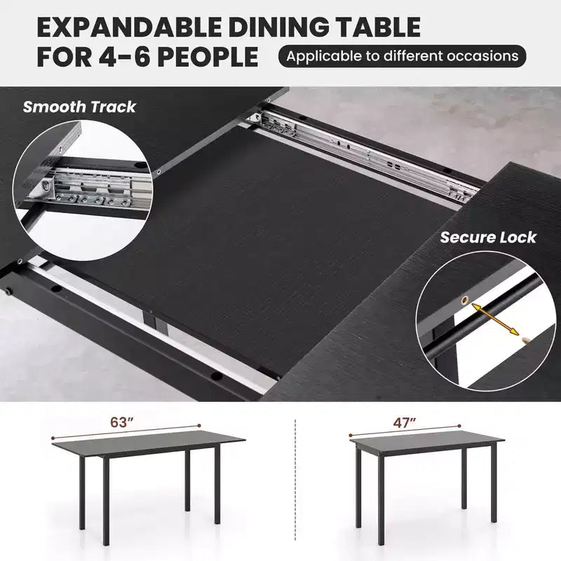 Costway Set da Pranzo 3 Pezzi per 4-6 Persone, Tavolo da Cucina da 160 cm con 2 Panche, Struttura in Metallo Nero/Noce