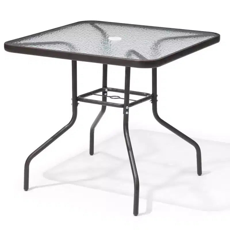 Crestlive Products Set da pranzo da esterno 5 pezzi con 4 sedie pieghevoli e tavolo Mobili da pranzo da esterno con piano in vetro quadrato