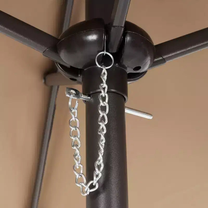 Crestlive Products Set da pranzo da patio 6 pezzi con 4 sedie pieghevoli, tavolo quadrato in vetro temperato e ombrellone