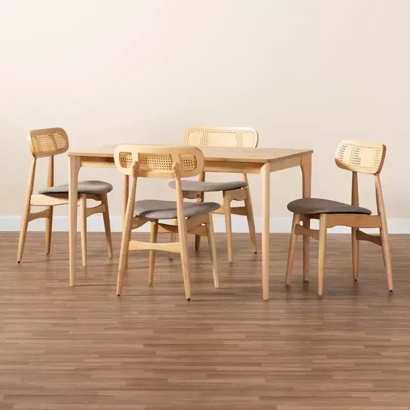 Set da pranzo Baxton Studio Tarana in legno stile moderno di metà secolo, 5 pezzi