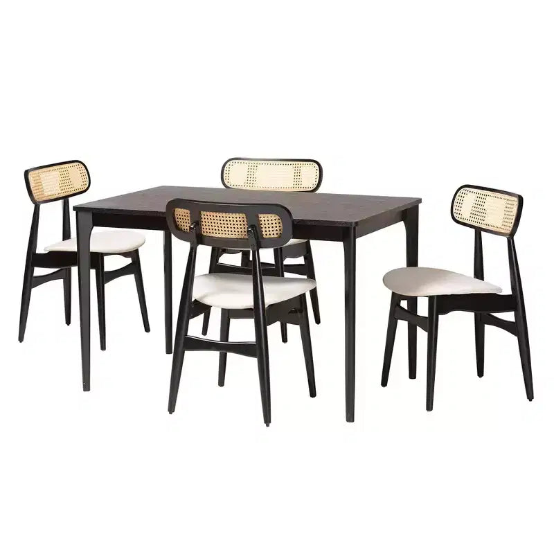Set da pranzo Baxton Studio Tarana in legno stile moderno di metà secolo, 5 pezzi