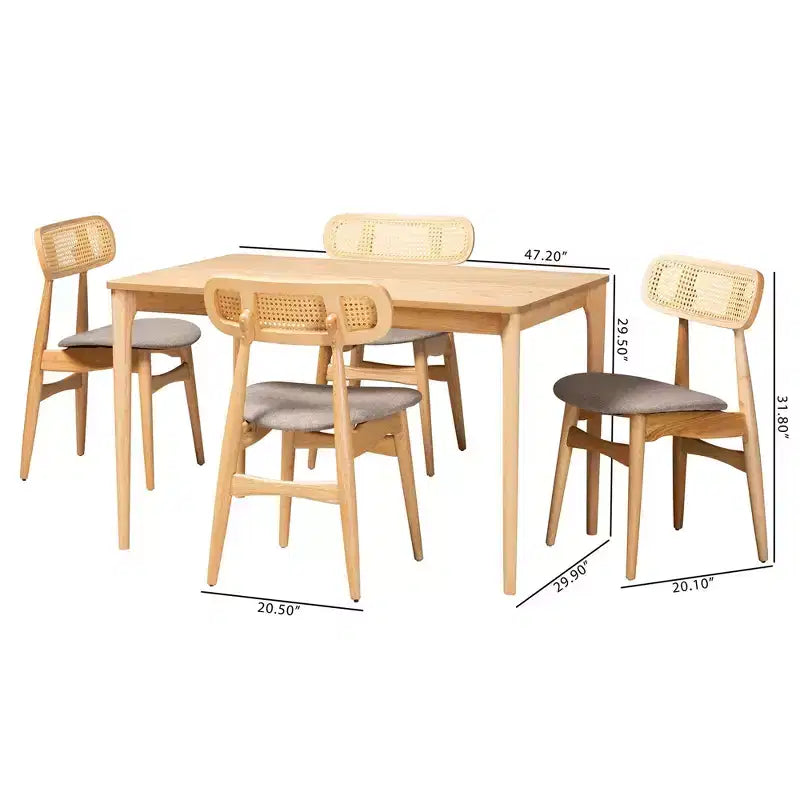 Set da pranzo Baxton Studio Tarana in legno stile moderno di metà secolo, 5 pezzi