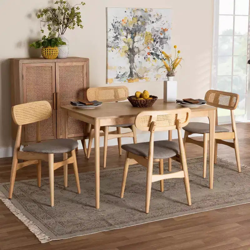 Set da pranzo in legno moderno di metà secolo Tarana di Baxton Studio, 5 pezzi