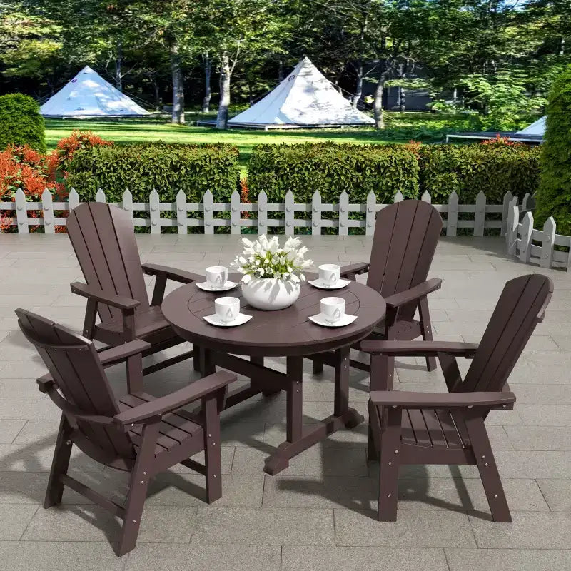 WestinTrends Set da 5 Pezzi con Tavolo Rotondo e Poltrone con Schienale Curvo per Patio Esterno