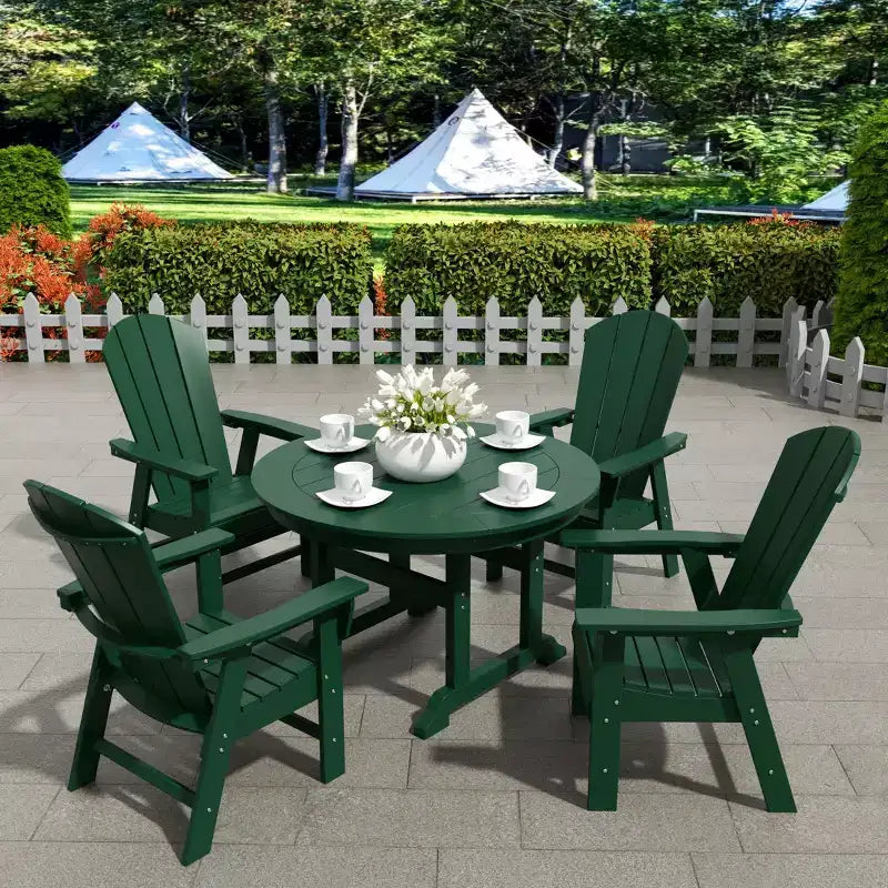 WestinTrends Set da 5 Pezzi con Tavolo Rotondo e Poltrone con Schienale Curvo per Patio Esterno