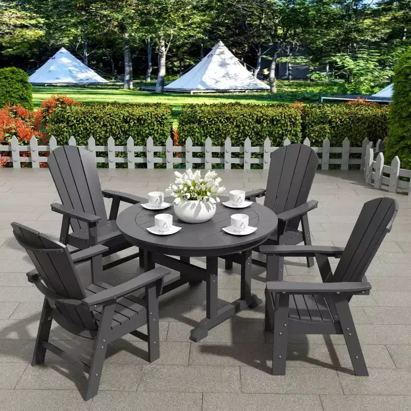 WestinTrends Set da 5 Pezzi con Tavolo Rotondo e Poltrone con Schienale Curvo per Patio Esterno