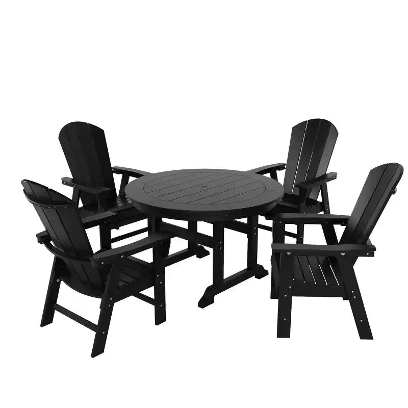 WestinTrends Set da 5 Pezzi con Tavolo Rotondo e Poltrone con Schienale Curvo per Patio Esterno