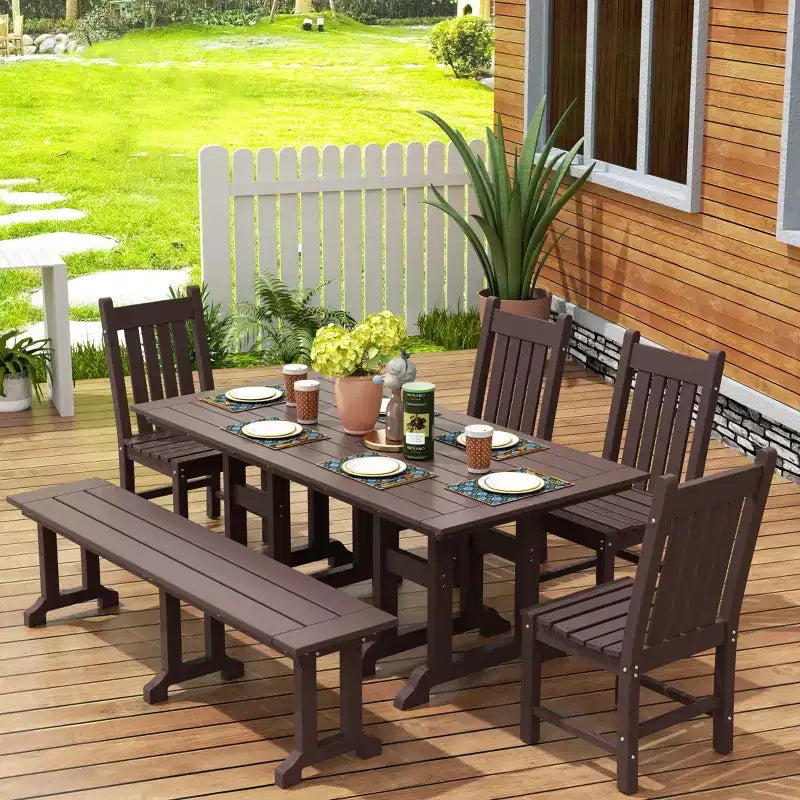 WestinTrends Set da pranzo da esterno a 6 pezzi con tavolo e panca
