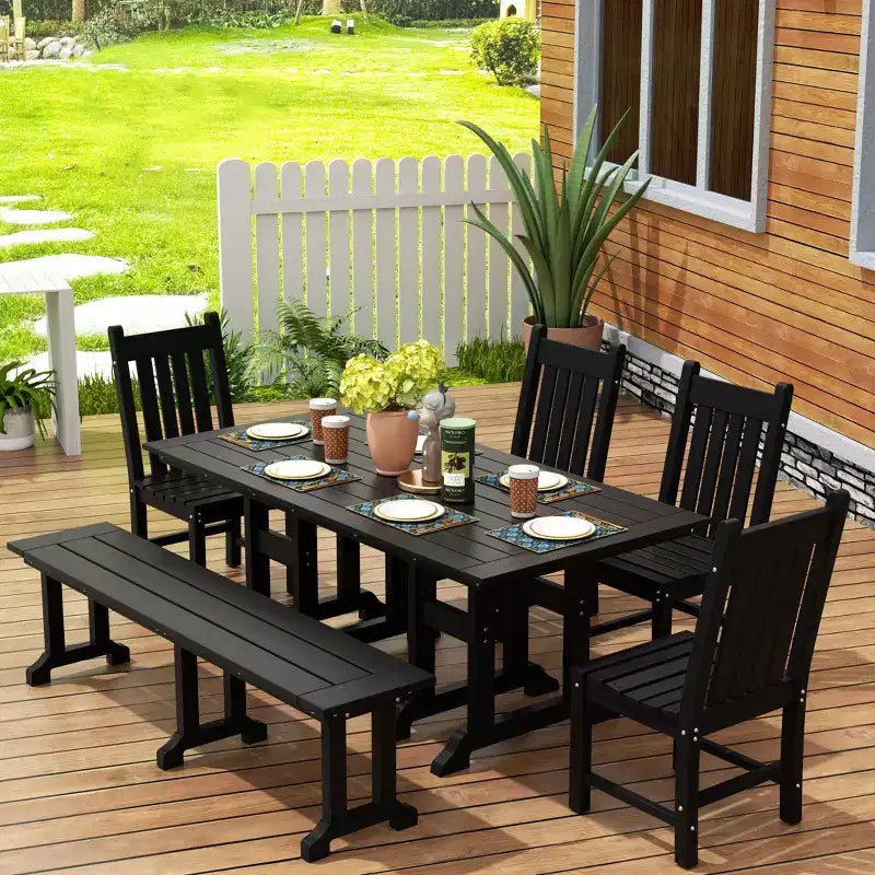 WestinTrends Set da pranzo da esterno a 6 pezzi con tavolo e panca